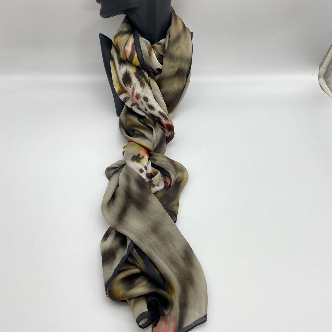 FENDI フェンディ　シフォン　ヒョウ柄　動物柄ストール シルク100%