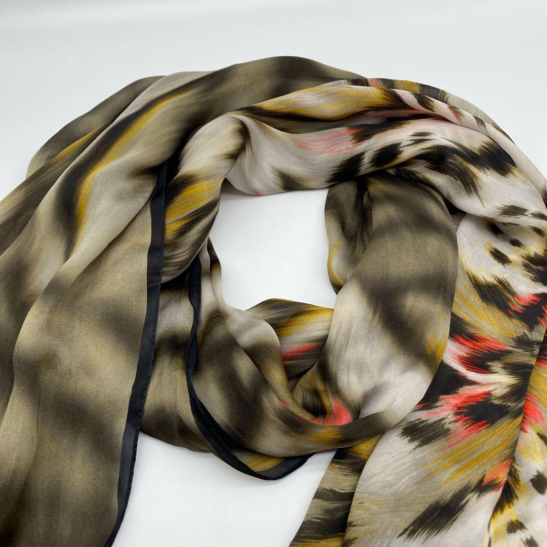 FENDI フェンディ　シフォン　ヒョウ柄　動物柄ストール シルク100%