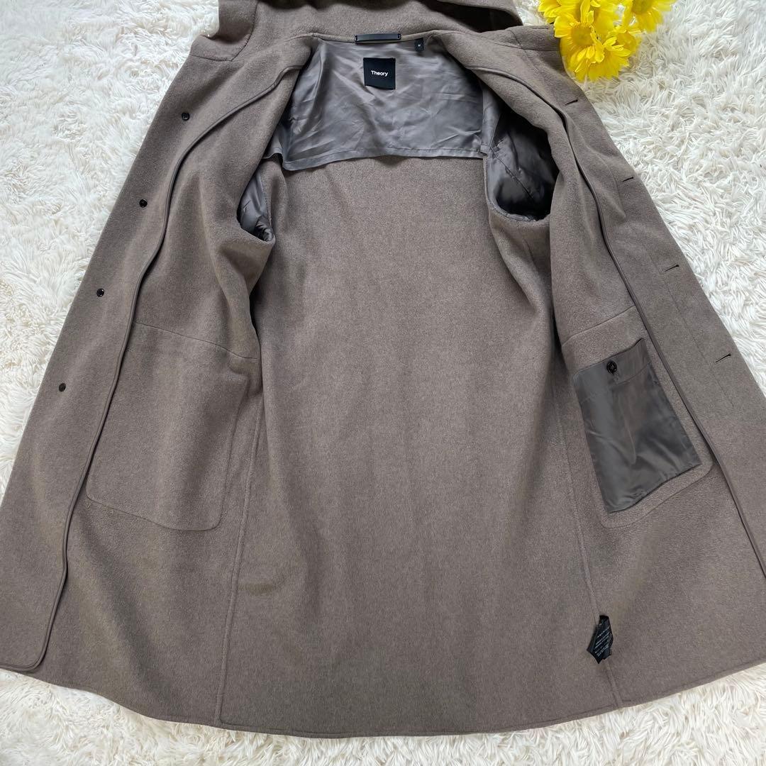 Theory カシミヤ 手縫い仕立て フーテッドコート ダブルフェイス メンズ