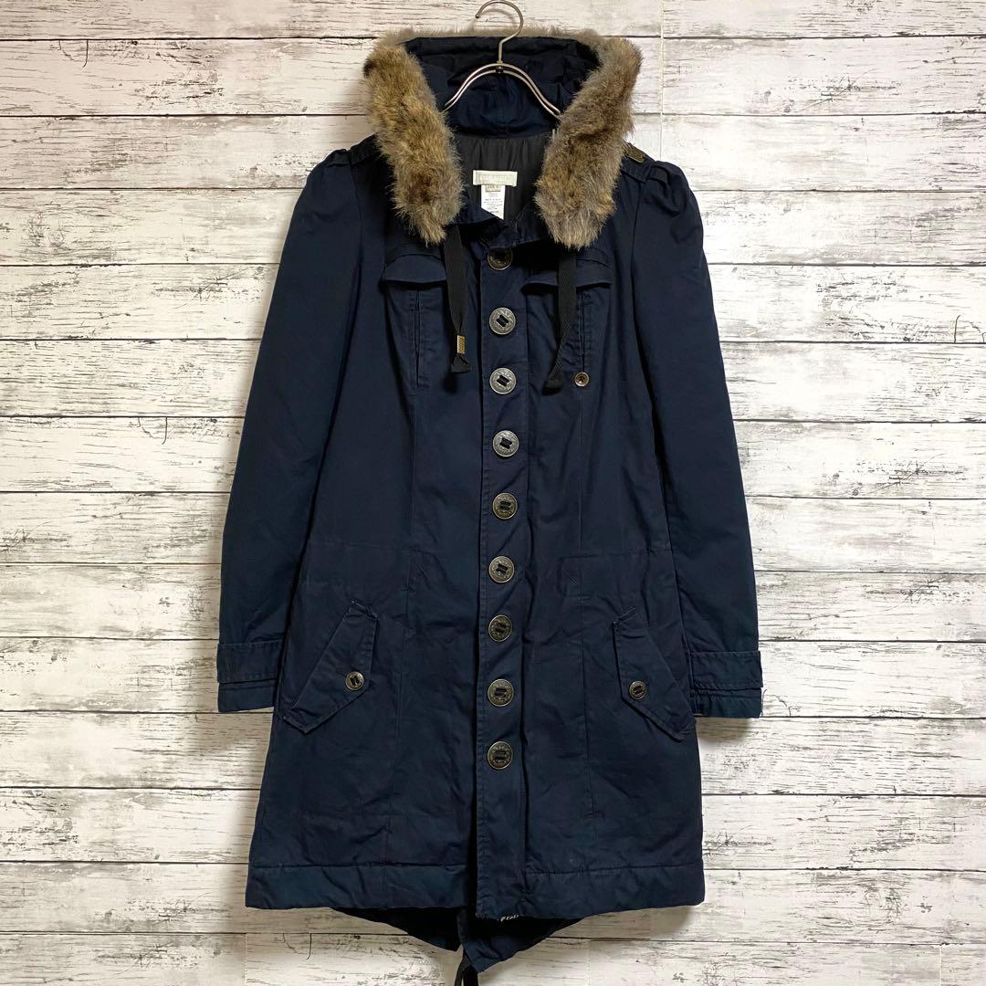 DIESEL 刺繍 ナイロン フード付き ジャケット ディーゼルボタン 紺色