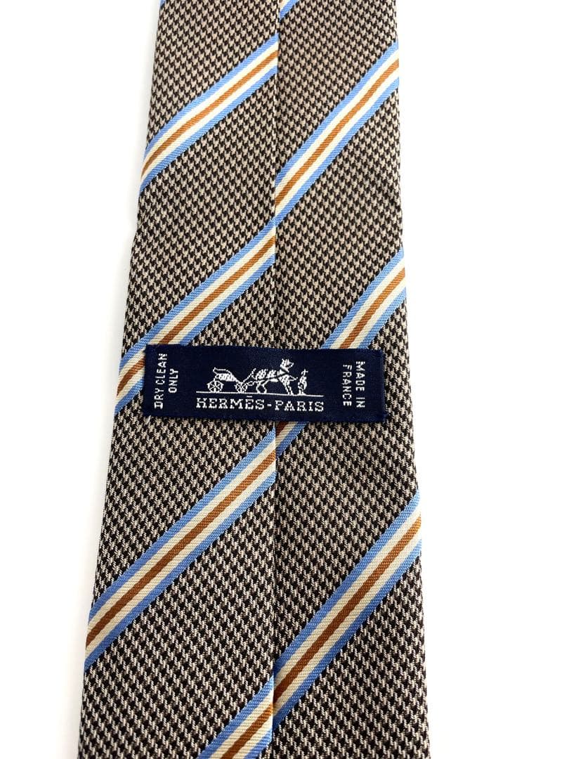 美品 エルメス ネクタイ ハイブランド ストライプ ファソネ 高級