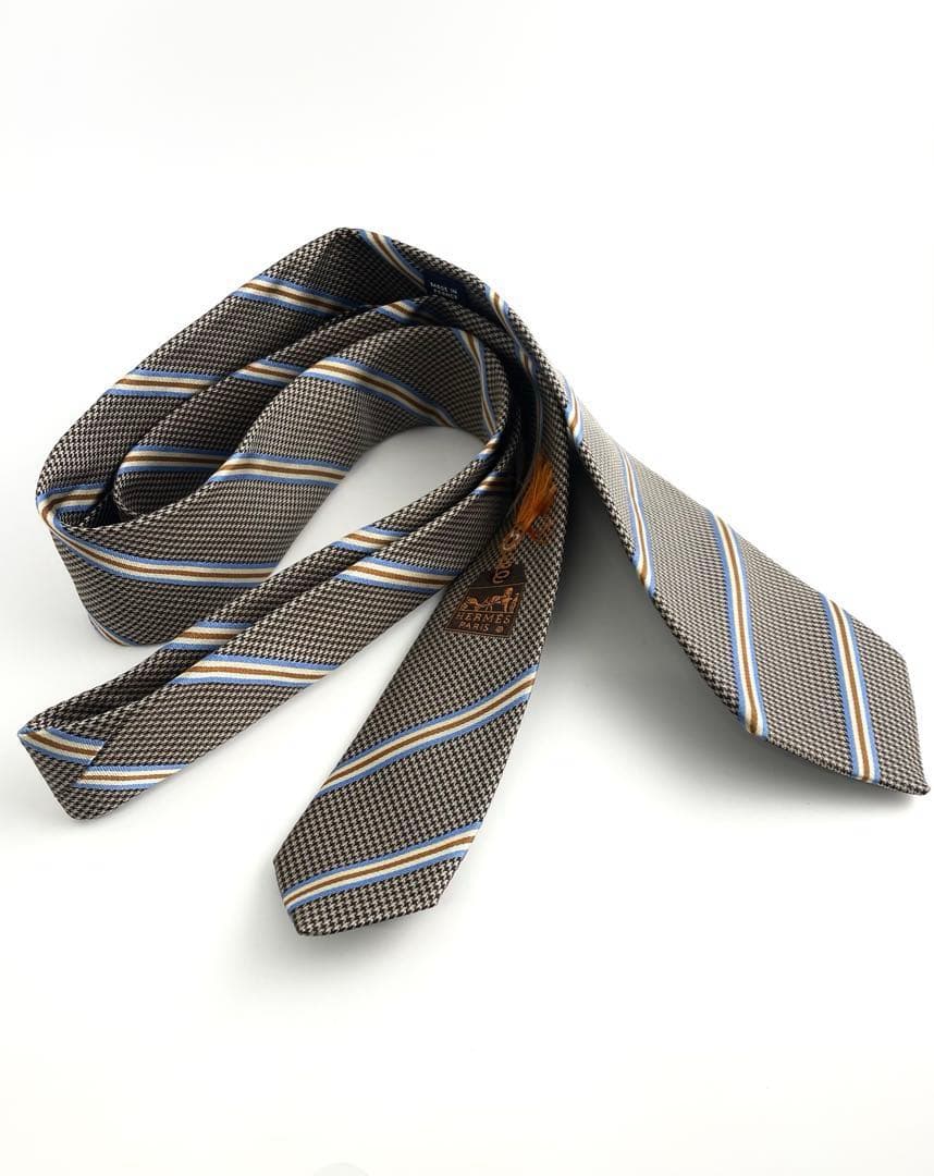 美品 エルメス ネクタイ ハイブランド ストライプ ファソネ 高級