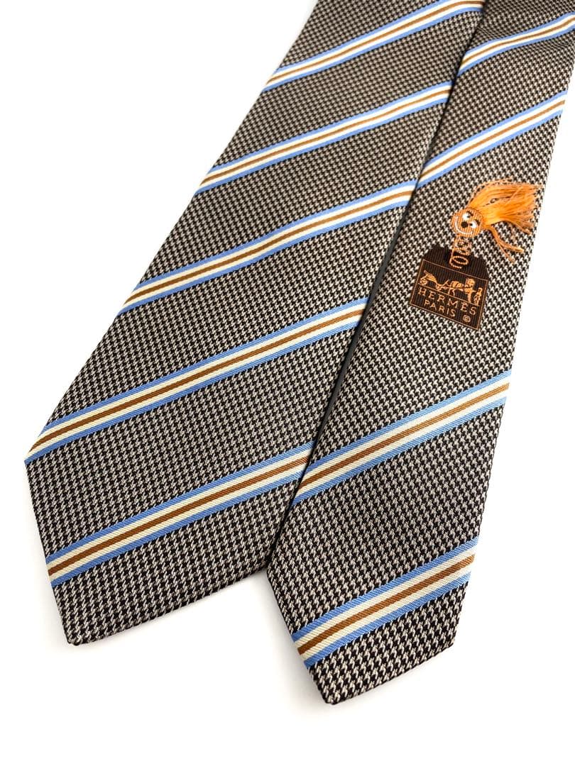 美品 エルメス ネクタイ ハイブランド ストライプ ファソネ 高級