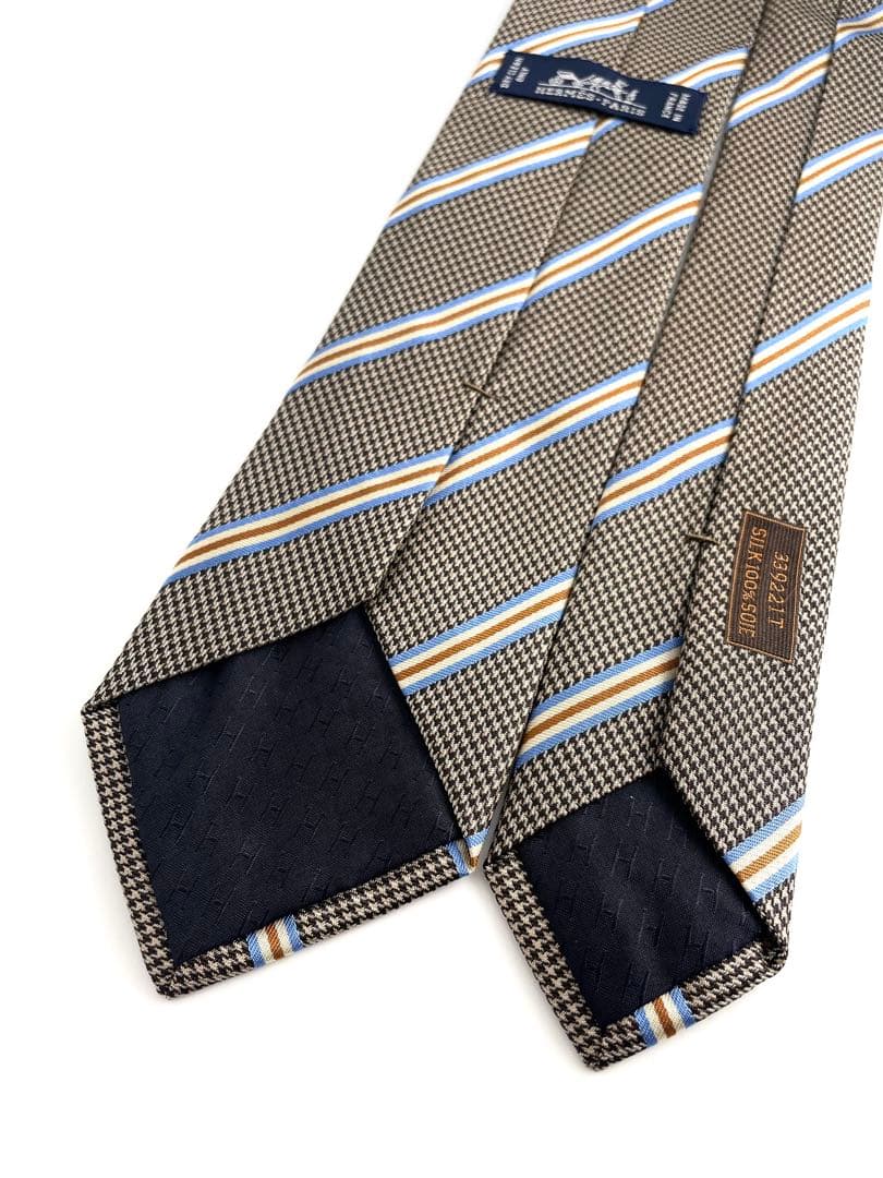 美品 エルメス ネクタイ ハイブランド ストライプ ファソネ 高級