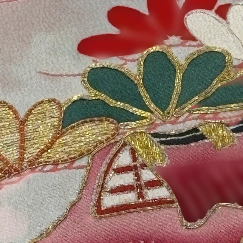 まりこさん専用　アンティーク　黒留袖　両褄　駒刺繍　大正ロマン　正絹　J101