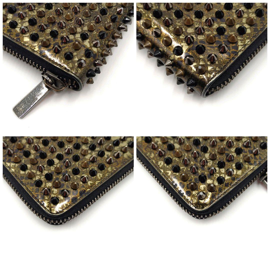 【良品】クリスチャンルブタン 長財布 スタッズ ラウンドファスナー