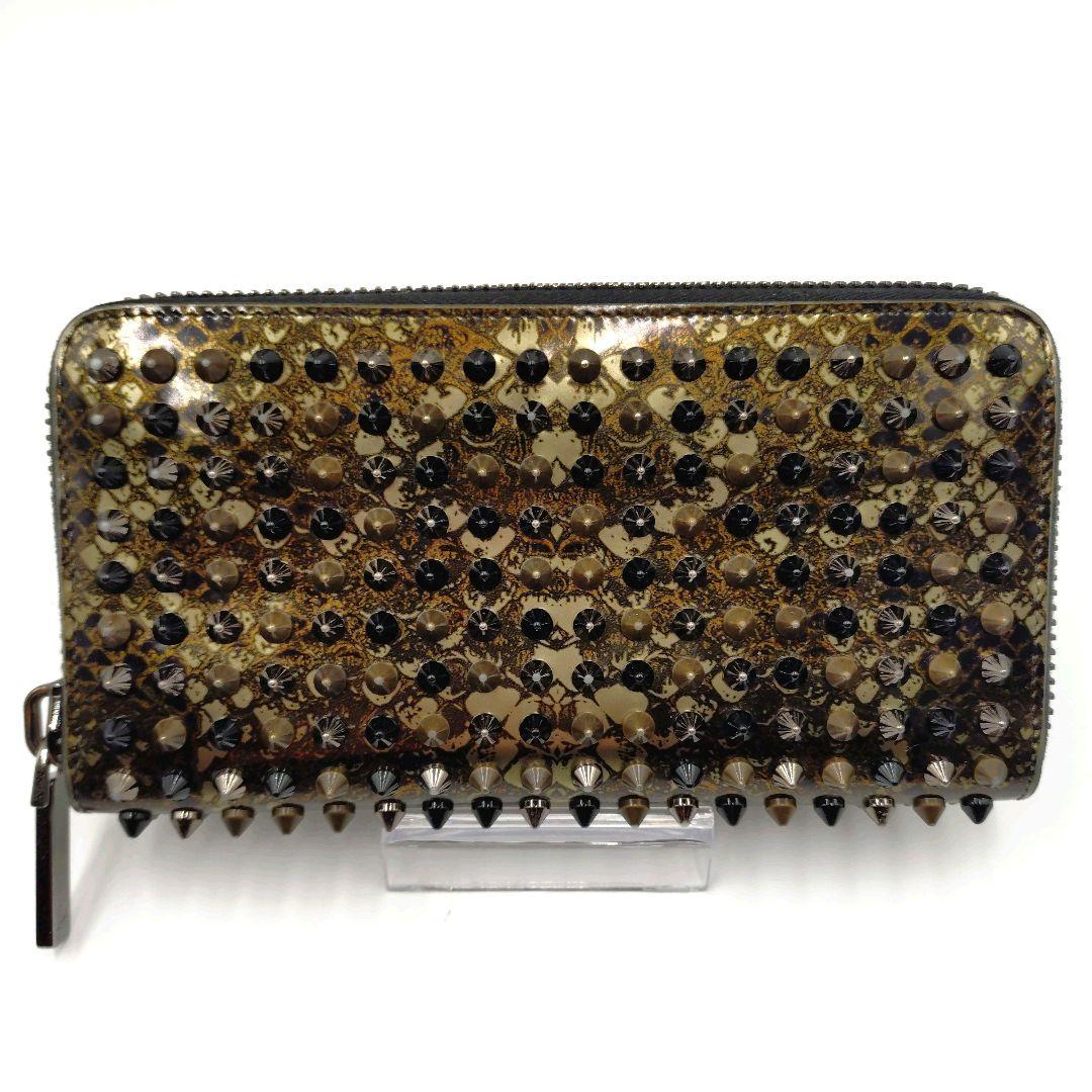 【良品】クリスチャンルブタン 長財布 スタッズ ラウンドファスナー