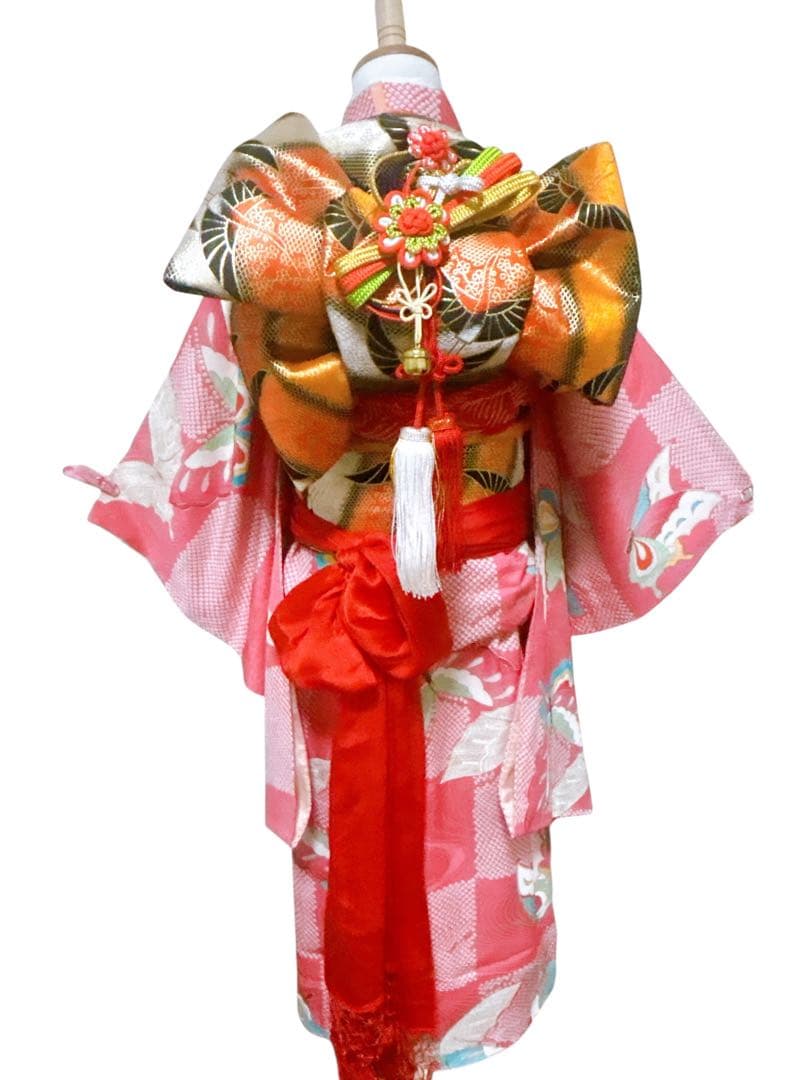 お買い得品♡七五三　7歳　女の子　フルセット　正絹　ピンク　蝶々