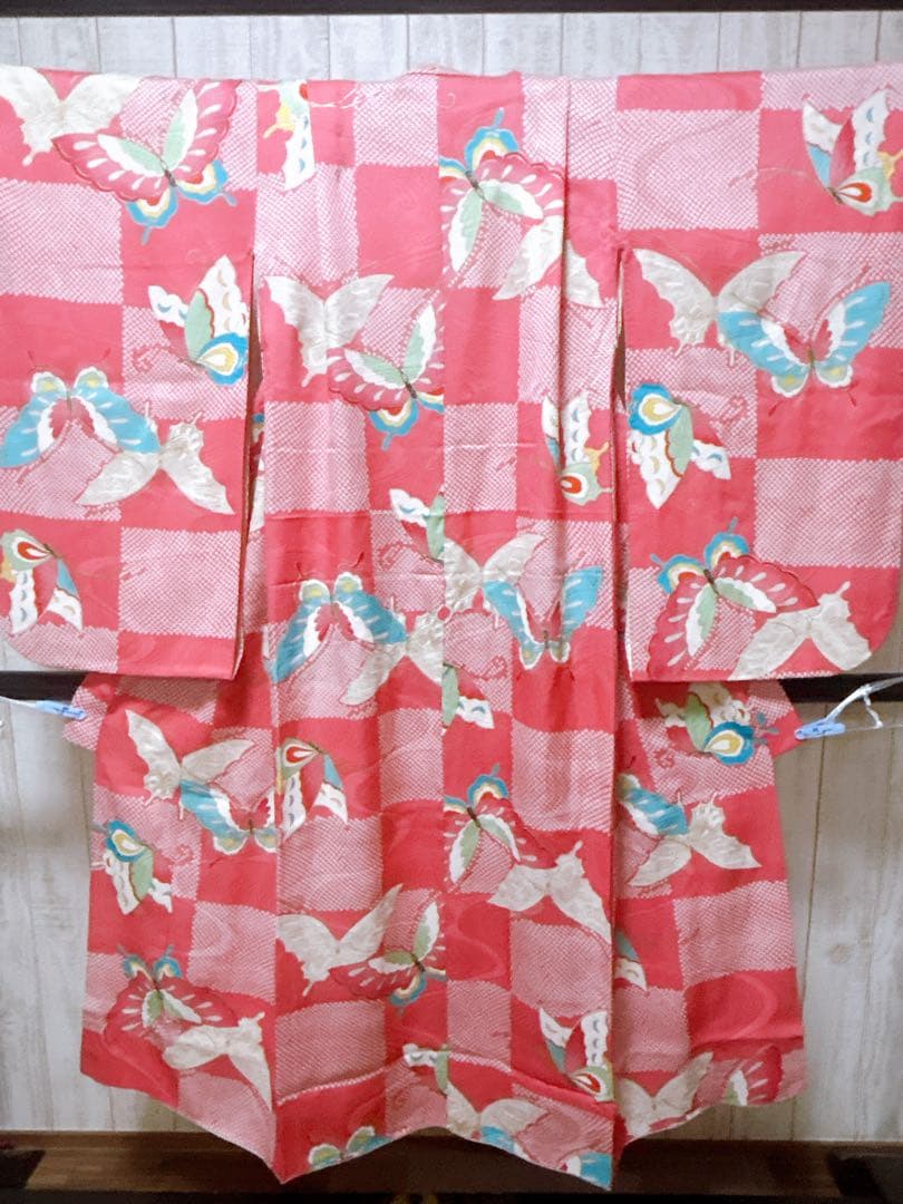 お買い得品♡七五三　7歳　女の子　フルセット　正絹　ピンク　蝶々