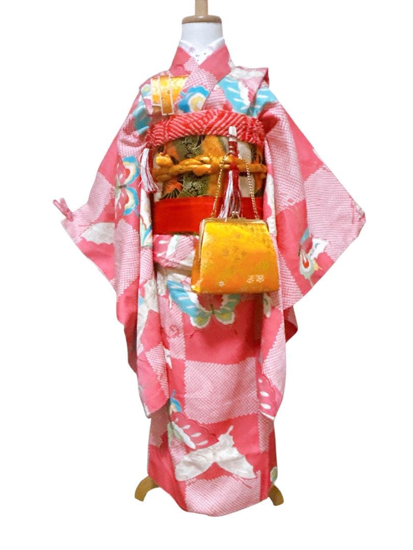 お買い得品♡七五三　7歳　女の子　フルセット　正絹　ピンク　蝶々