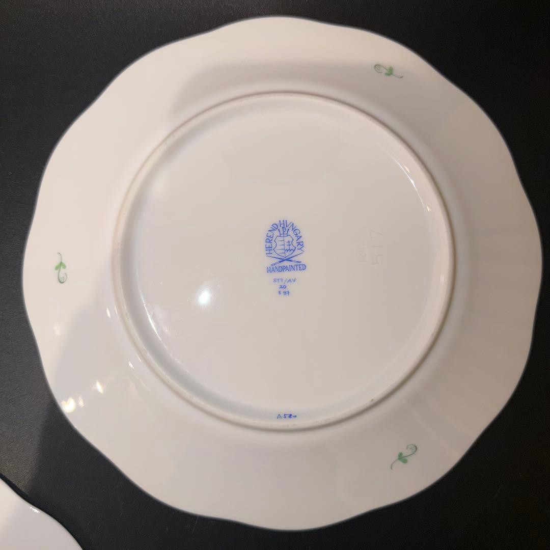 K*e様 ヘレンド　アポニーグリーン　プレート　緑色の花柄 陶器皿 2枚セット