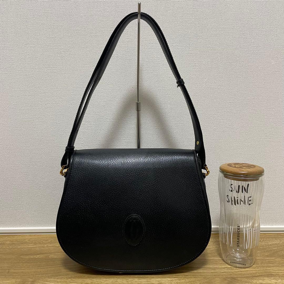《極美品》Cartier（カルティエ）レザー セミショルダーバッグ ブラック 黒