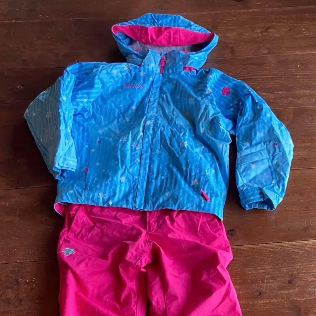 DESCENTE デサント　子供用スキーウェア上下セット　水色×ピンク　ジュニア