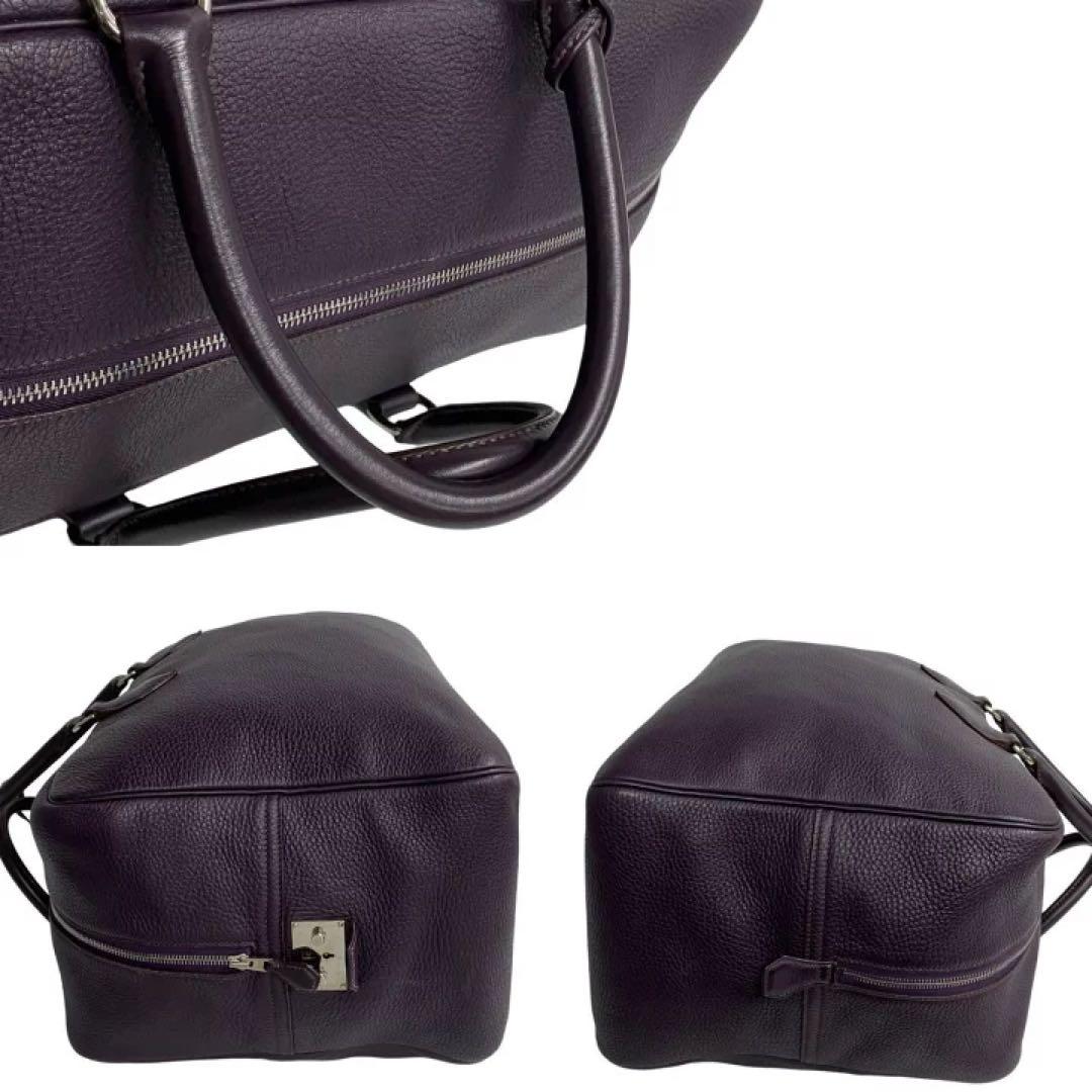 エルメス プリュム　45 パープル　紫　A 刻印　ボストン　バッグ