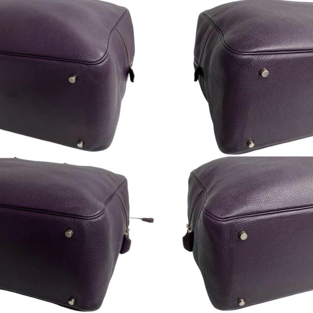 エルメス プリュム　45 パープル　紫　A 刻印　ボストン　バッグ