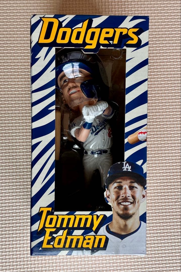 ２０２５／６／２の球場配布品　トミー・エドマン　ボブルヘッド　ドジャース　非売品