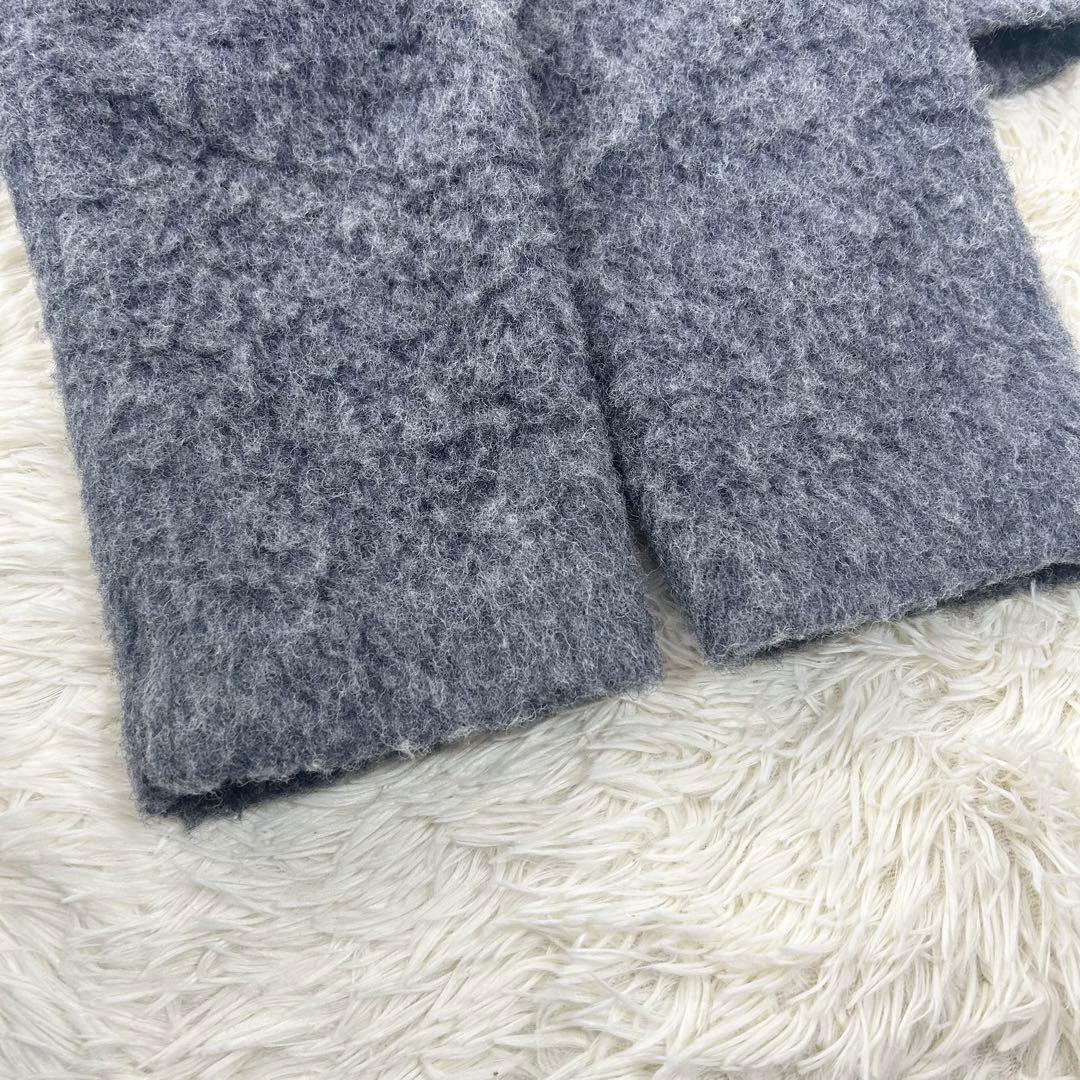 SHIPS any ウール ミックス シャギー シングル コート グレー