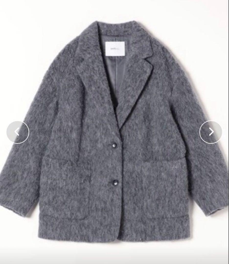 SHIPS any ウール ミックス シャギー シングル コート グレー