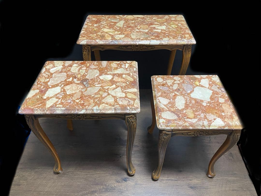 サイドテーブル ネストテーブル 大理石　猫脚