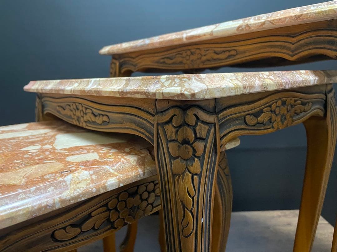 サイドテーブル ネストテーブル 大理石　猫脚