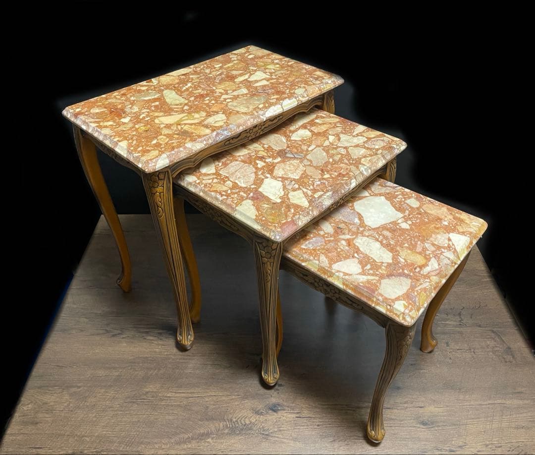 サイドテーブル ネストテーブル 大理石　猫脚