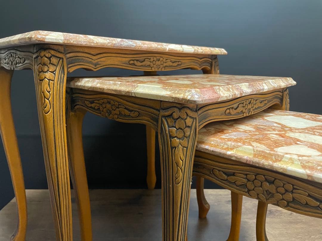 サイドテーブル ネストテーブル 大理石　猫脚