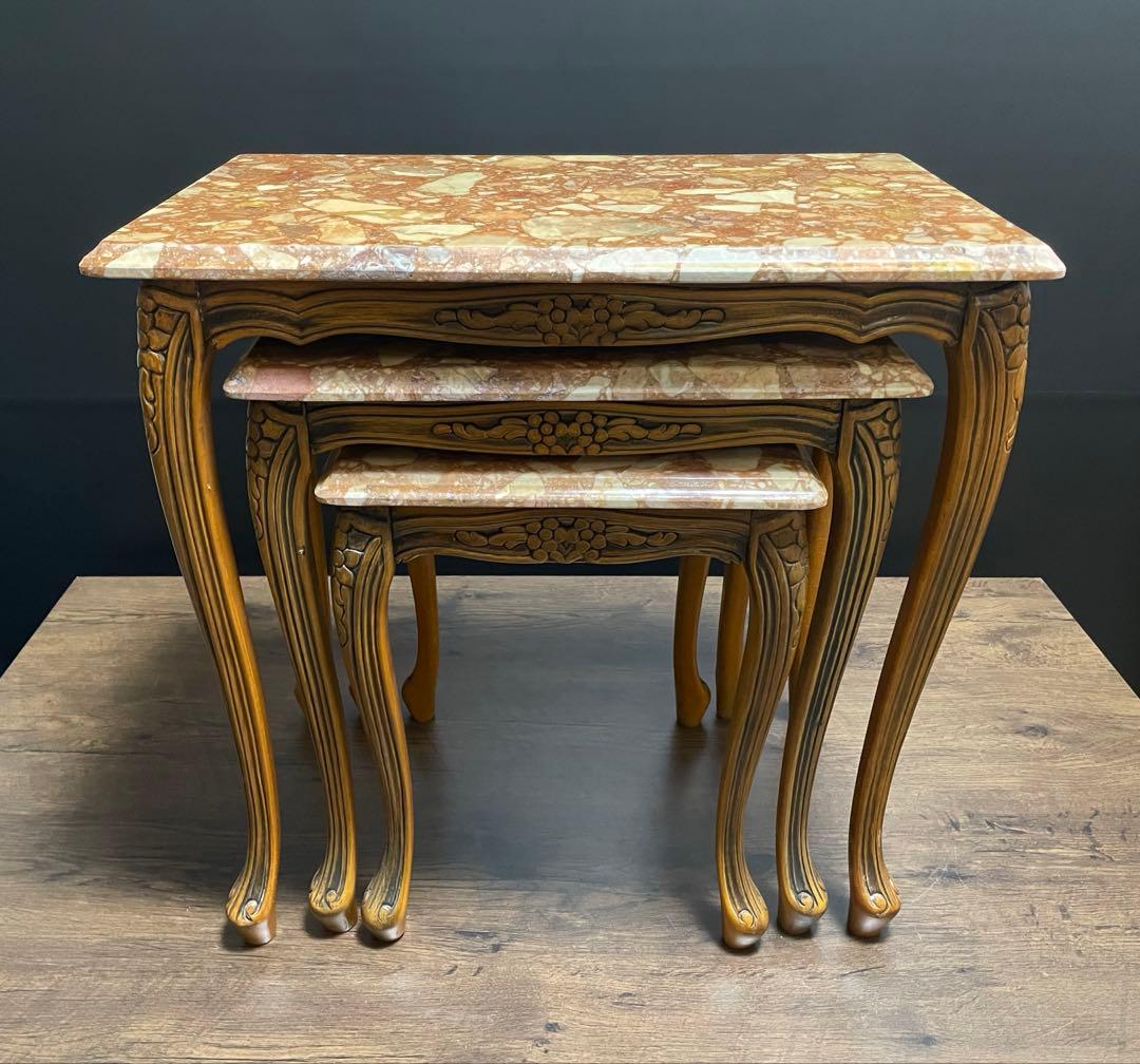 サイドテーブル ネストテーブル 大理石　猫脚