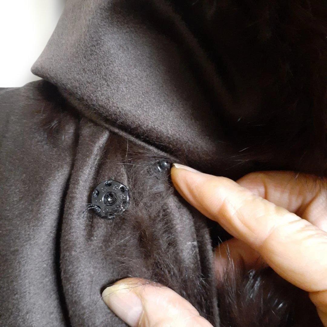 ダークブラウン フード付きポンチョ