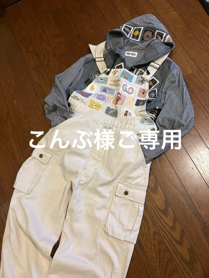 ピンクハウス　 ワッペンいっぱいサロペット ＋パーカーブラウスセット