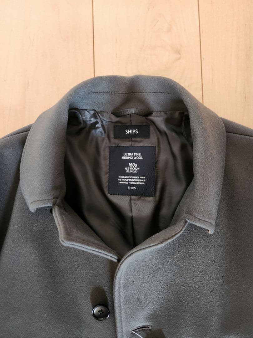 SHIPS シップス 160's オリーブ色 ウール コート 新品・未使用