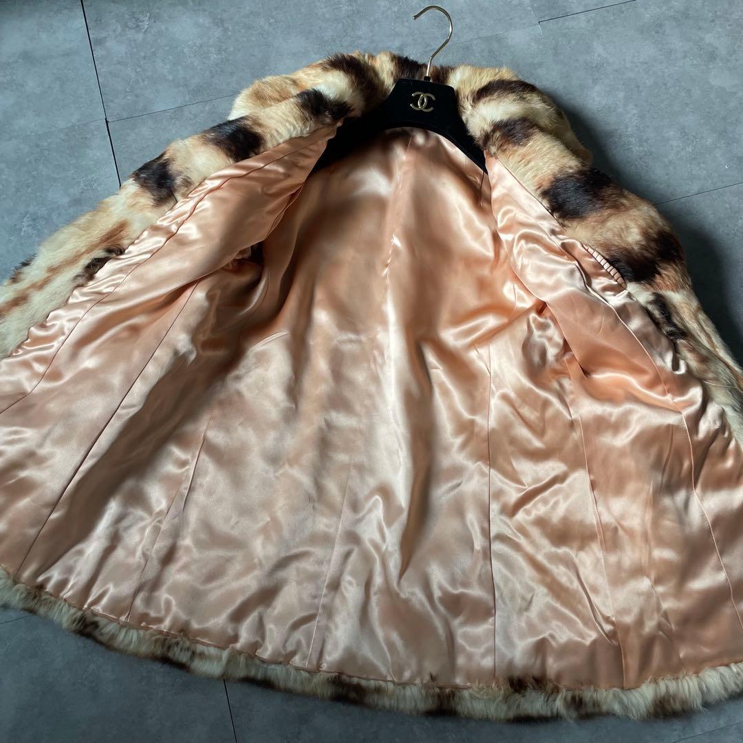 毛並み◎ 超希少❣️高級ミンク　本毛皮　ミンク　ファーコート　アニマル柄　着丈74