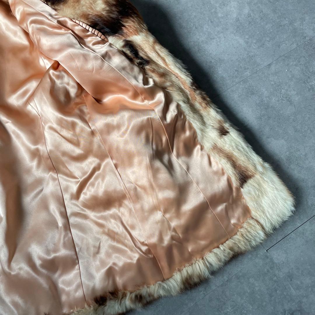 毛並み◎ 超希少❣️高級ミンク　本毛皮　ミンク　ファーコート　アニマル柄　着丈74