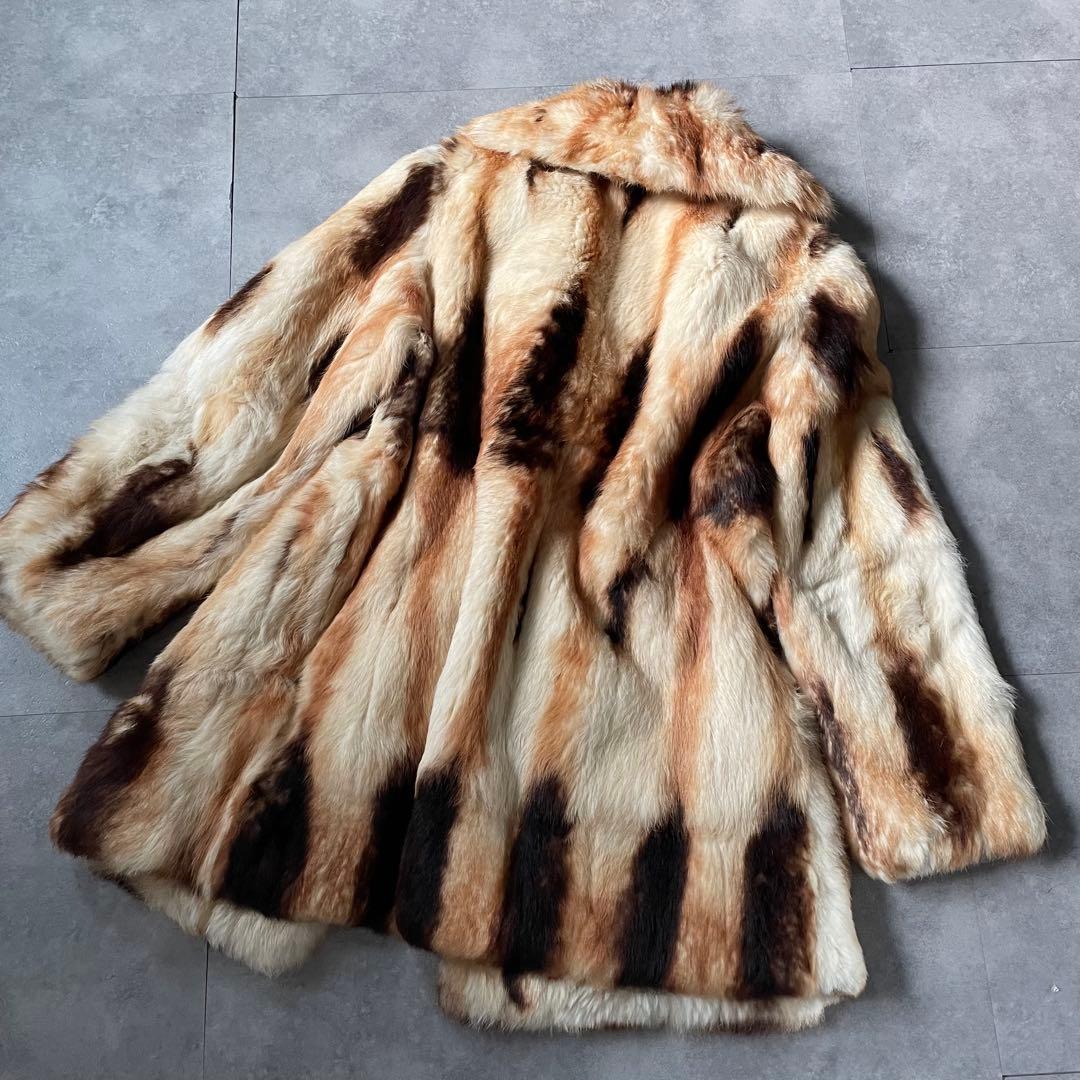 毛並み◎ 超希少❣️高級ミンク　本毛皮　ミンク　ファーコート　アニマル柄　着丈74