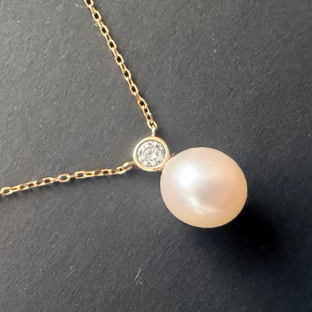 ゴールド×パール ネックレス｜一粒パール×ダイヤモンド｜※修理必要あり