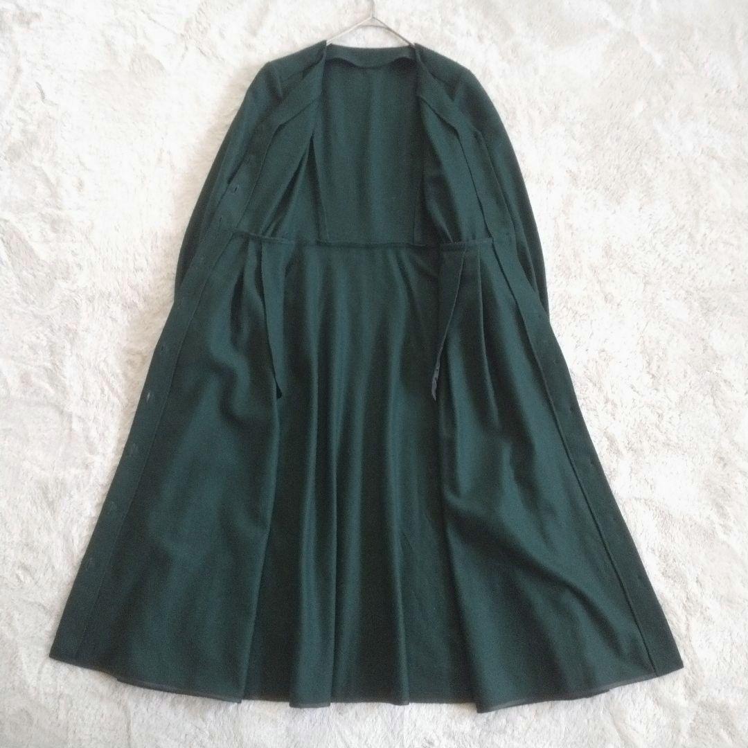 【アナイ】ウール ジョーゼット Vネック ワンピース ロング ベルト Aライン