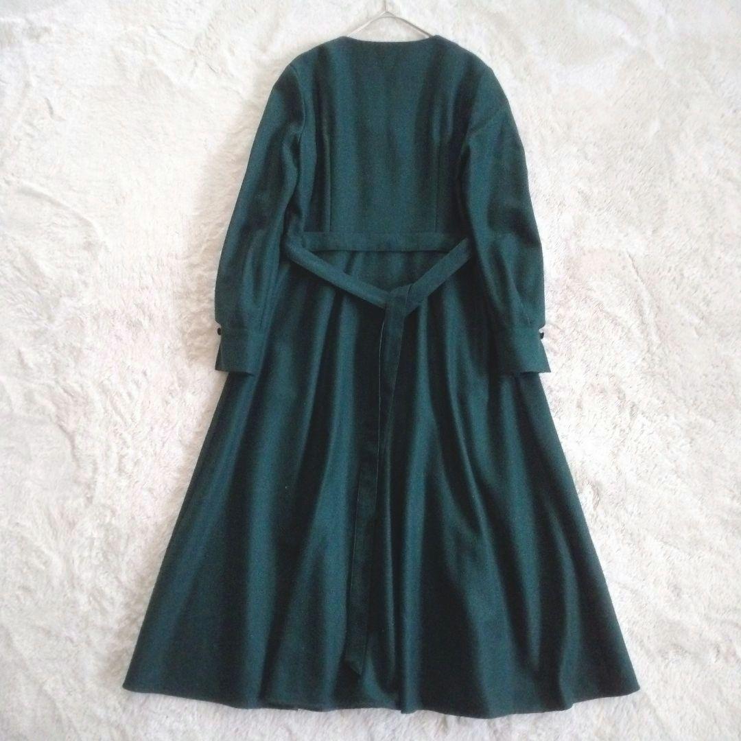 【アナイ】ウール ジョーゼット Vネック ワンピース ロング ベルト Aライン