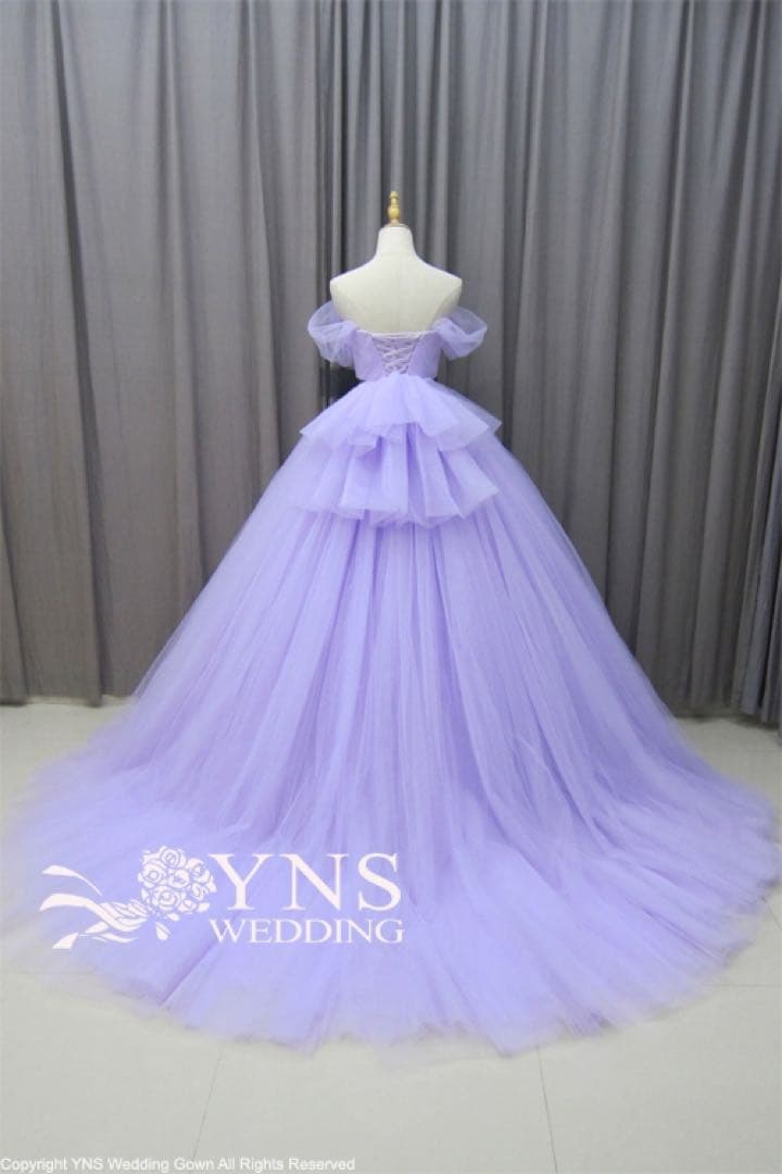 に*ん様 ラベンダーオフショルダーチュールドレス