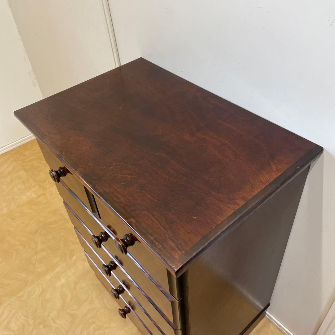 民芸家具 5段チェスト 長谷川家具 旭川家具 引き出し 電話台 タンス 箪笥