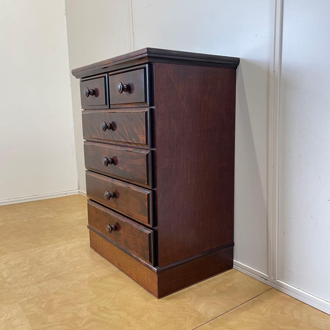 民芸家具 5段チェスト 長谷川家具 旭川家具 引き出し 電話台 タンス 箪笥