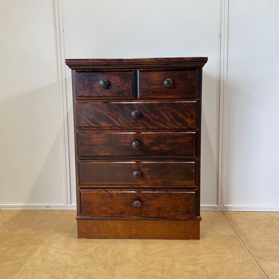 民芸家具 5段チェスト 長谷川家具 旭川家具 引き出し 電話台 タンス 箪笥