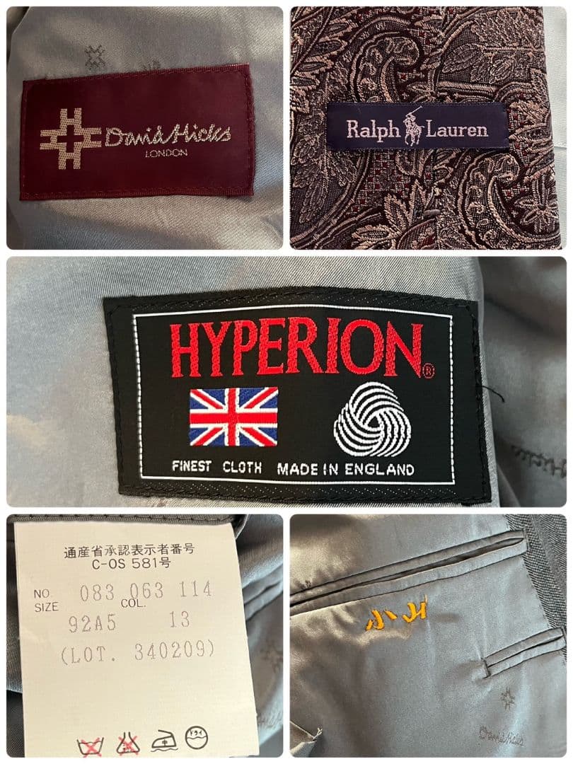 極上ウール✨豪華5点セット ダブルスーツ ラルフローレンネクタイ ピンズ M