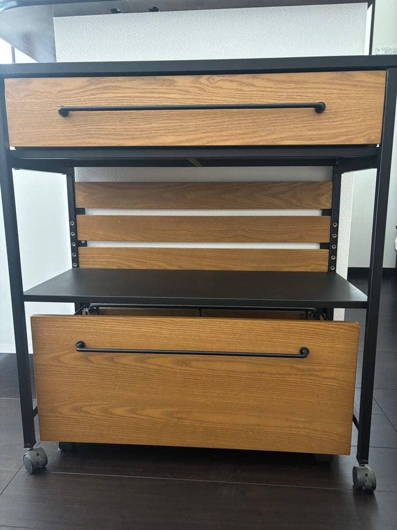 lowya キッチンワゴン ハニー　ブラック　カウンター　収納　キャビネット