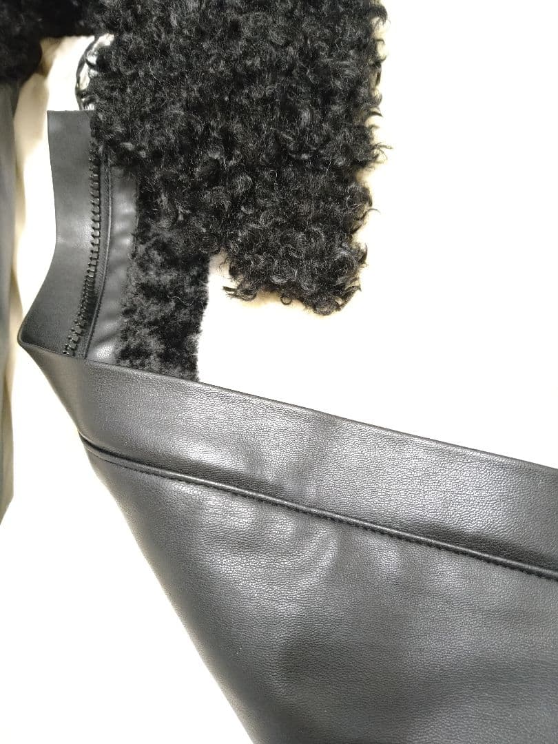 キャラメル ZARAパッチワークフェイクファージャケット