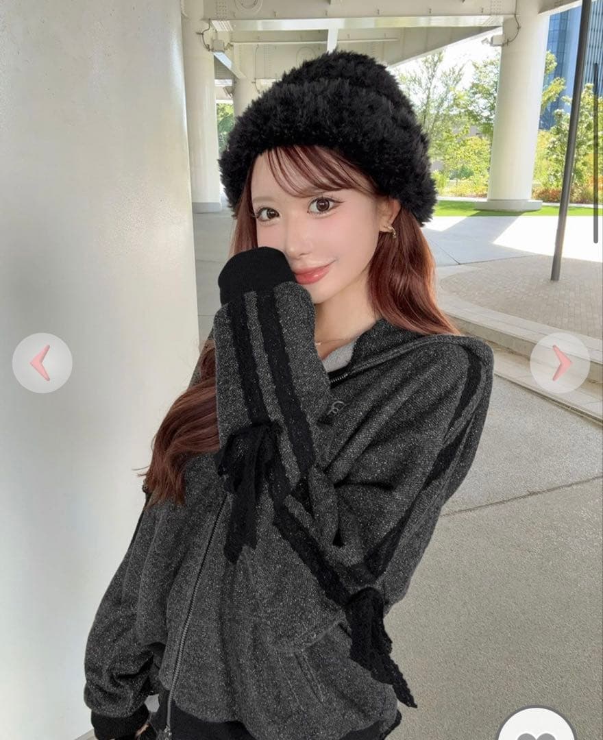 cherimi ラメ裏毛フリルスカートセットアップ