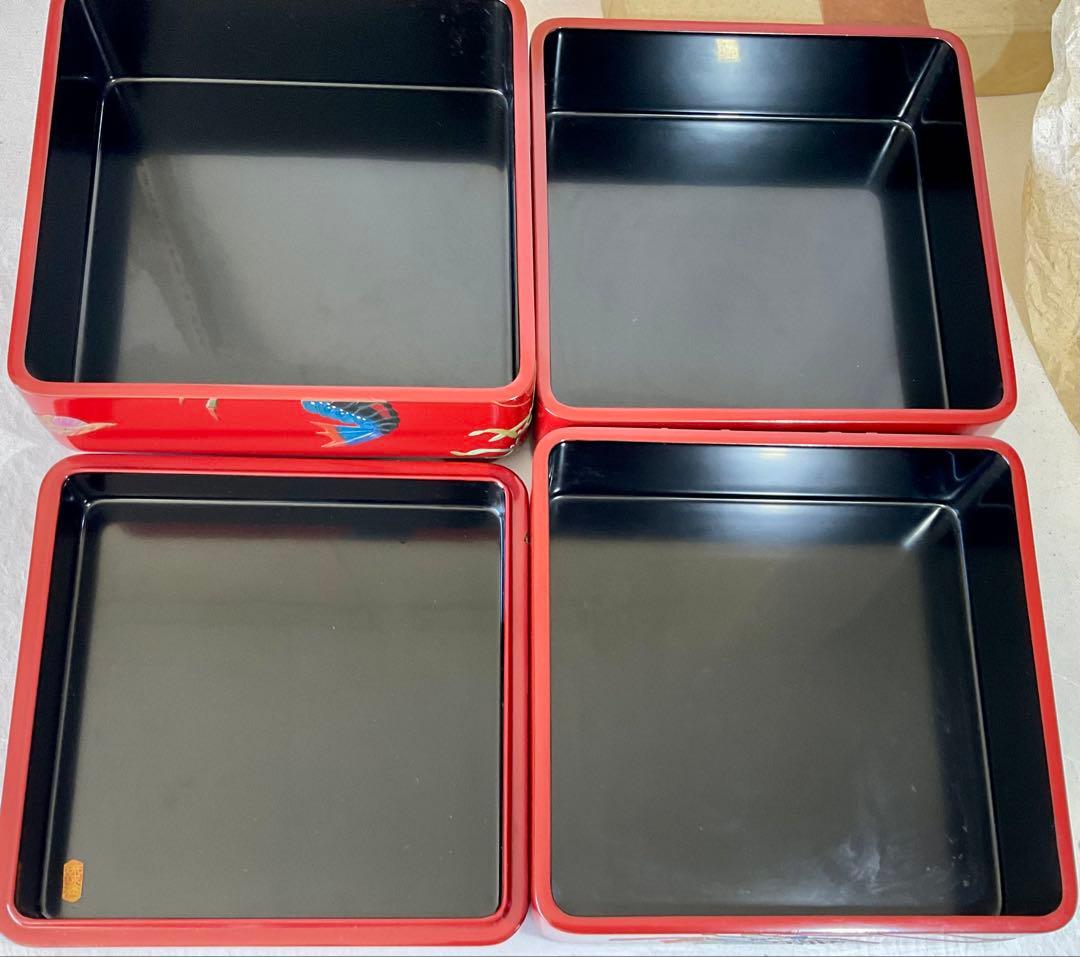 ★琉球塗 伊勢海老 三段重箱 朱塗り