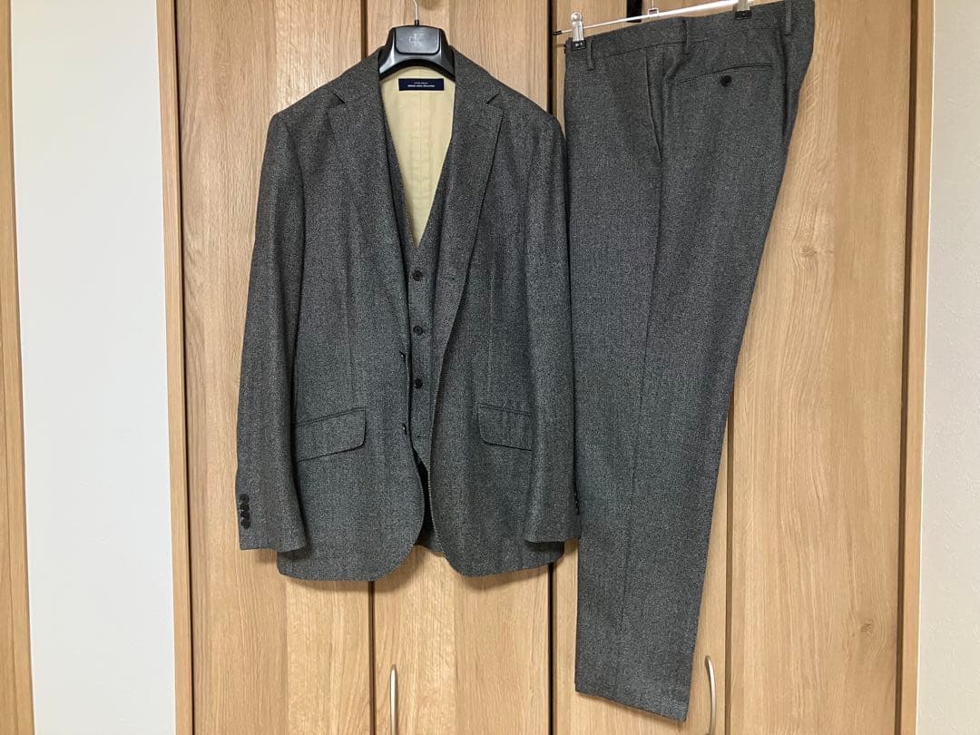 グリーンレーベルリラクシング　スリーピース　ツイード　スーツ　グレー