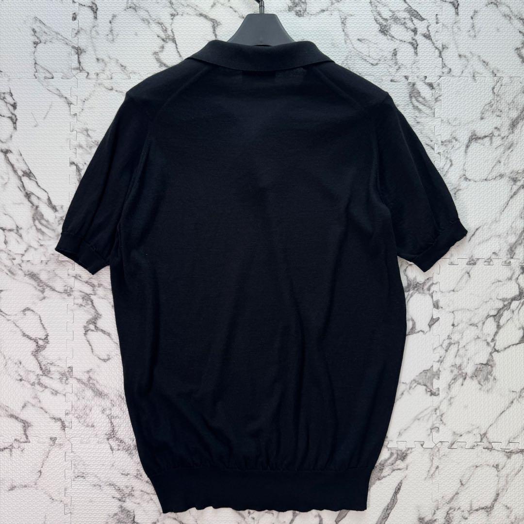 ジョンスメドレー　ニットポロ　ポロシャツ　ハイゲージ　コットンウール　英国製