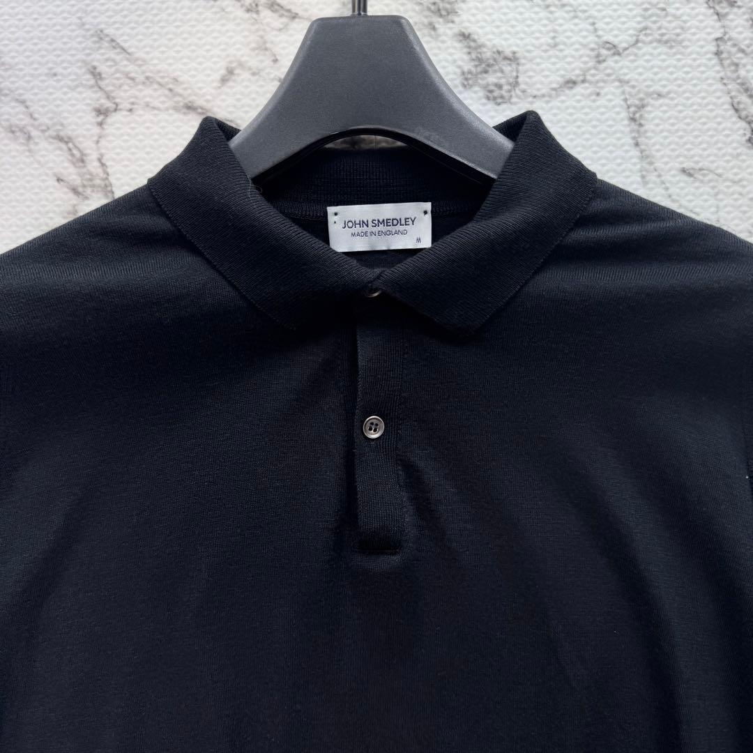 ジョンスメドレー　ニットポロ　ポロシャツ　ハイゲージ　コットンウール　英国製