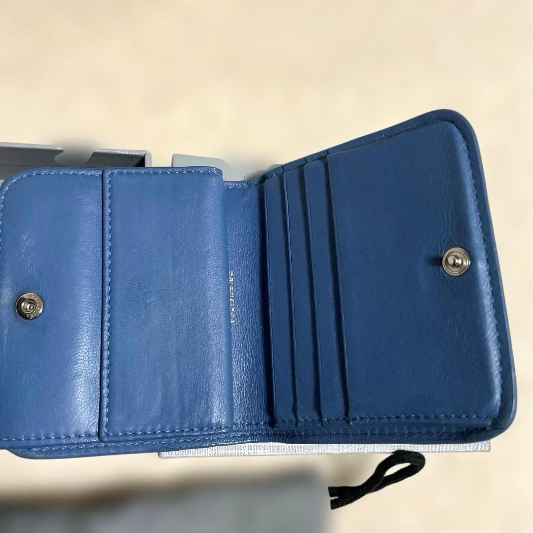◼️美品　バレンシアガ　三つ折り財布　ネイビーブルー