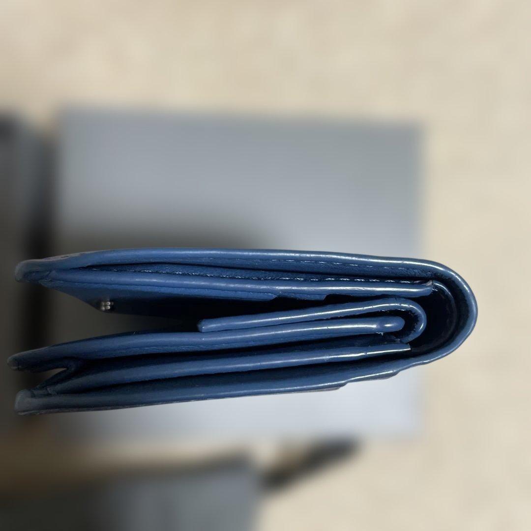◼️美品　バレンシアガ　三つ折り財布　ネイビーブルー
